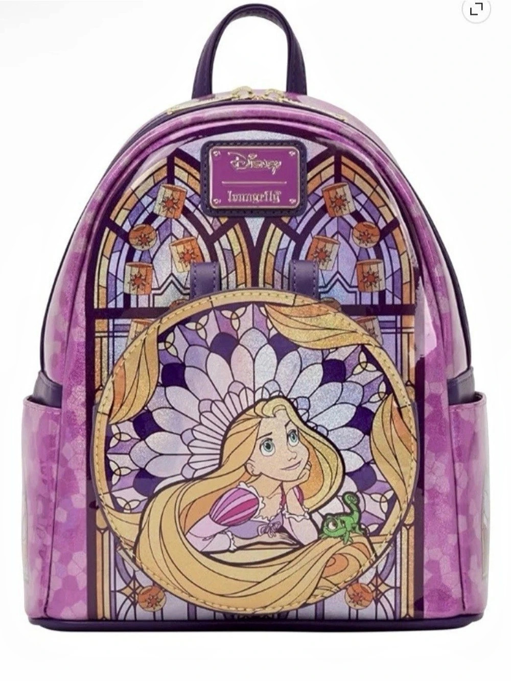 Loungefly Disney Rapunzel Stained Glass minibackpack Purple NWT